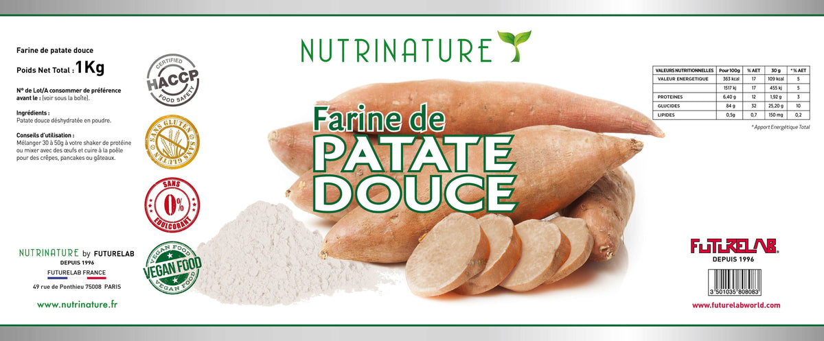 Farine de patate douce, Excellente alternative à la farine de blé, Issue  de l'agriculture biologique, Emballage conservant les propriétés
