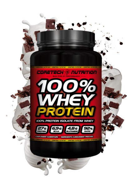 100% whey protein coretech nutrition stracciatella 2.3kg 92% de protéines commandant costaud image pot