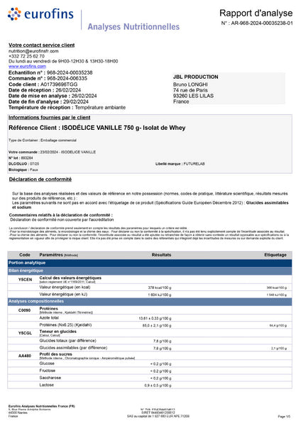 Isolate de Whey Protéine | ISO DELICE 750G | 25 doses | Vanille Française