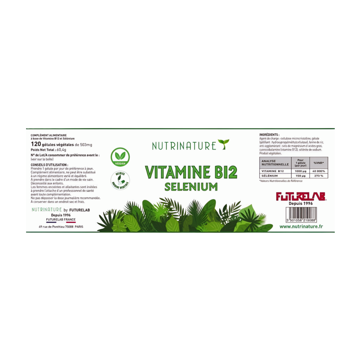 VITAMINE B12 + SELENIUM | 120 gélules végétales
