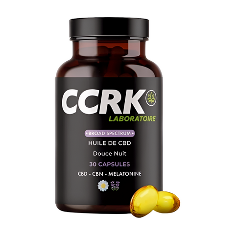 Capsules d'huile CBD CBN Mélatonine | Broad Spectrum | 30 softgels