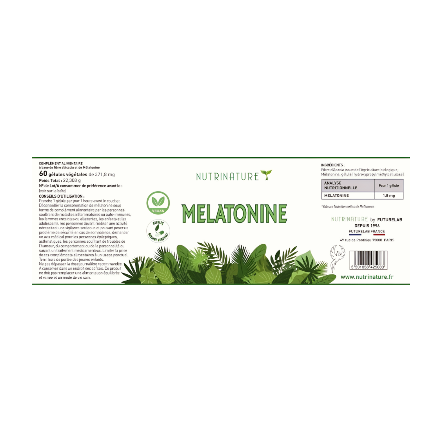 Mélatonine | 60 gélules végétales