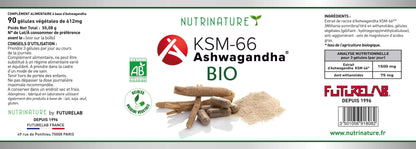 Booster & fortifiant naturel | ASHWAGANDHA BIO KSM-66 | 90 gélules végétales