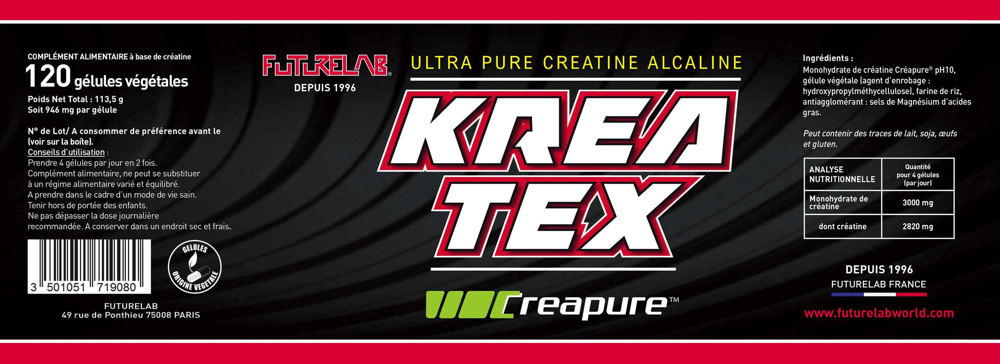 Créatine | KREA-TEX CREAPURE PH10 120 Gélules